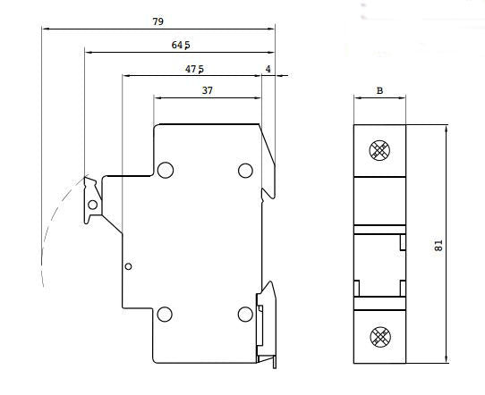 Black on white technical drawing of a mechanical component with dimensions.