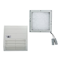 Air filter and grille on a white background