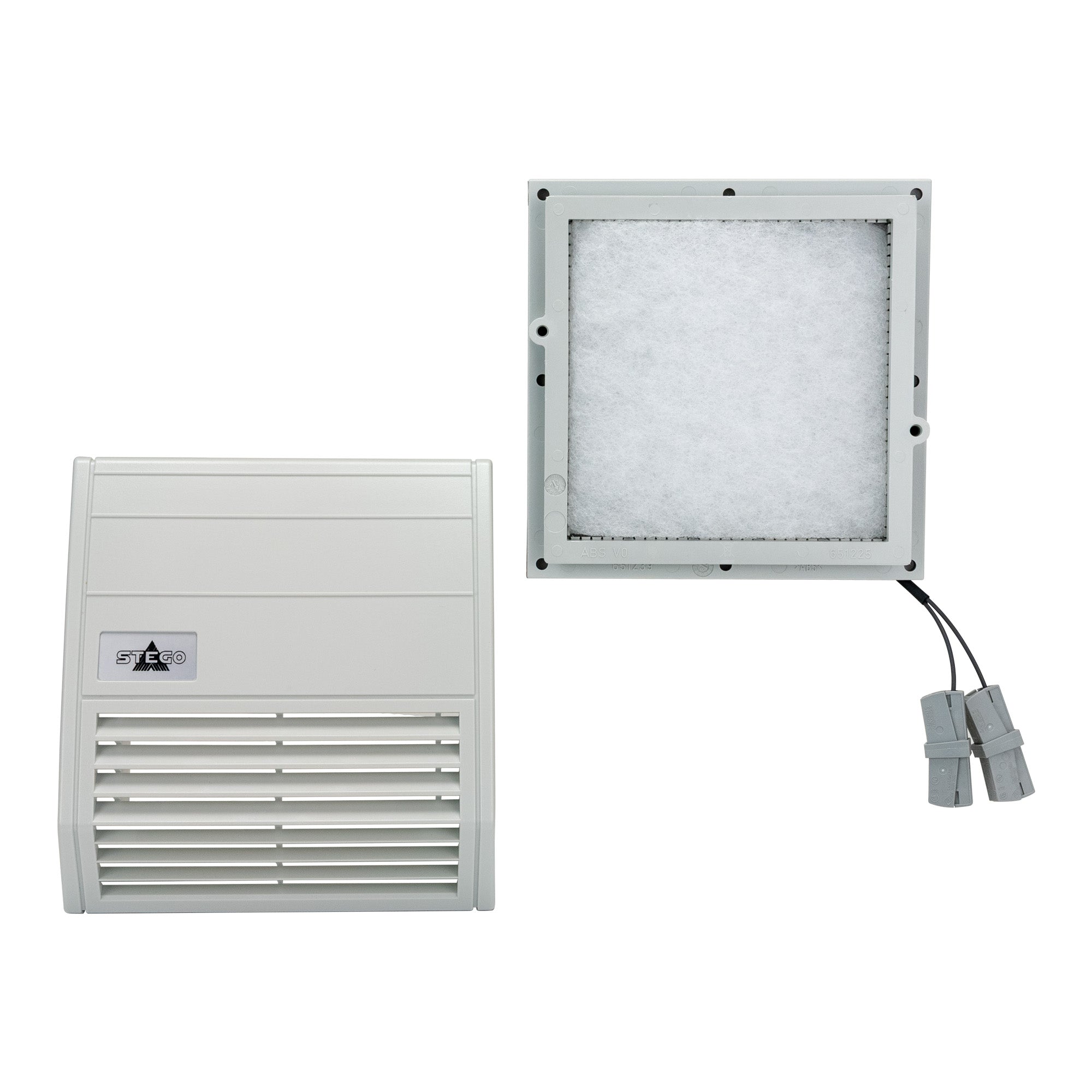 Air filter and grille on a white background