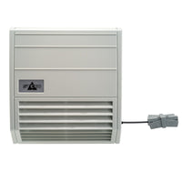 Gray electronic device with a brand logo on a white background.