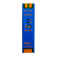 Blue electronic module with orange connectors on a white background