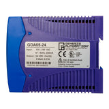 Blue and purple industrial control power supply with Genesis Automation branding on a white background.