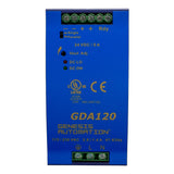 Blue electronic component with 'GDA120' and 'Genesis Automation' branding on a white background