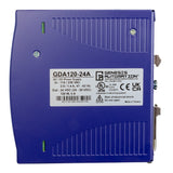 Blue power supply unit with Genesis Automation label on a white background