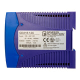Blue and purple industrial power supply with Genesis Automation branding on a white background