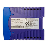 Blue and purple industrial power supply with Genesis Automation branding on a white background