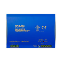 Blue power supply unit with 'GDA480' and 'Genesis Automation' branding on a white background