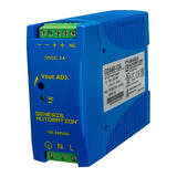 Blue power supply unit with Genesis Automation branding on a white background