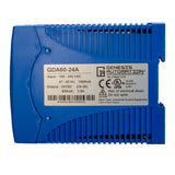 Blue power supply unit with Genesis Automation label on a white background
