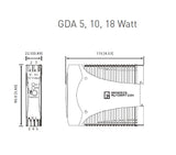 Black on white technical drawing of a Genesis Automation component with dimensions and specifications.