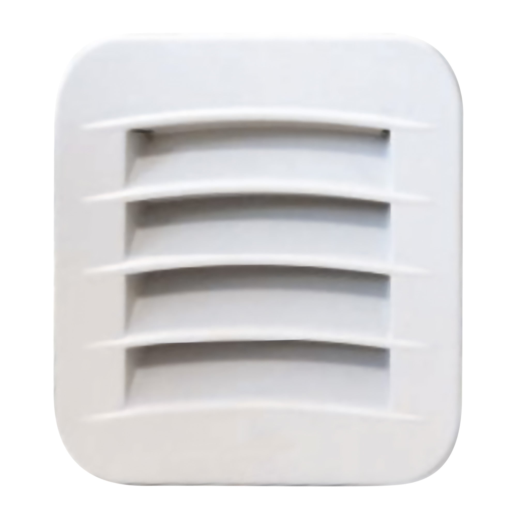 White square vent with slats on a white background