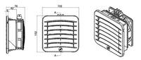 Black on white technical diagram on with labeled dimensions.