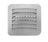 Gray square vent on a white background.