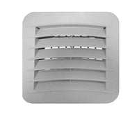 Gray square vent on a white background.