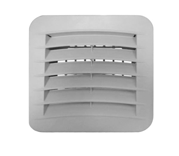 Gray square vent on a white background.