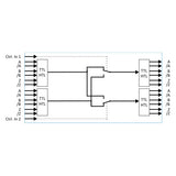 Logic circuit diagram with control inputs and TTL/HTL labels on a white background