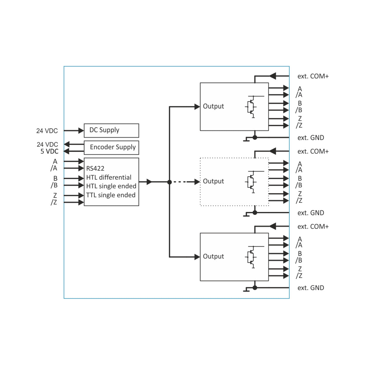 Schematic diagram of a electronic circuit with various components and connections.