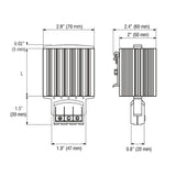 Black on white technical drawing of a cylindrical component with dimensions labeled.