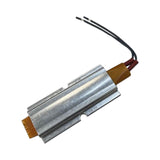 Metallic component with wires on a white background