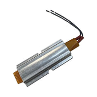 Metallic component with wires on a white background