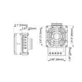 Black on white technical drawing of a mechanical component with dimensions.