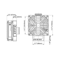 Black on white technical drawing of a mechanical component with dimensions.