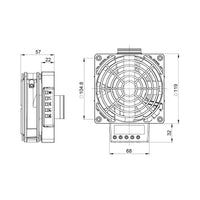 Black on white technical drawing of a mechanical component with dimensions.