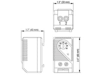 Technical drawing with dimensions and labels of a electronic component.