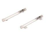 Two LED enclosure lights with clear casing and either magnetic or screw fixtures, one with an on/off switch, intended for use in electrical panels.