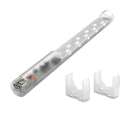 White LED strip light with connectors on a white background