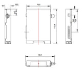 Black on white technical drawing with dimensions of a mechanical component.