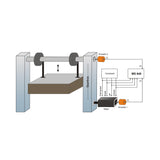 Mechanical system diagram with components labeled on a white background.