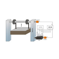 Mechanical system diagram with components labeled on a white background.