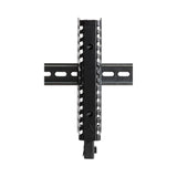 Black heater on DIN rail mount on a  white background.