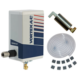 Vortex A/C air conditioning system kit with components on a white background.