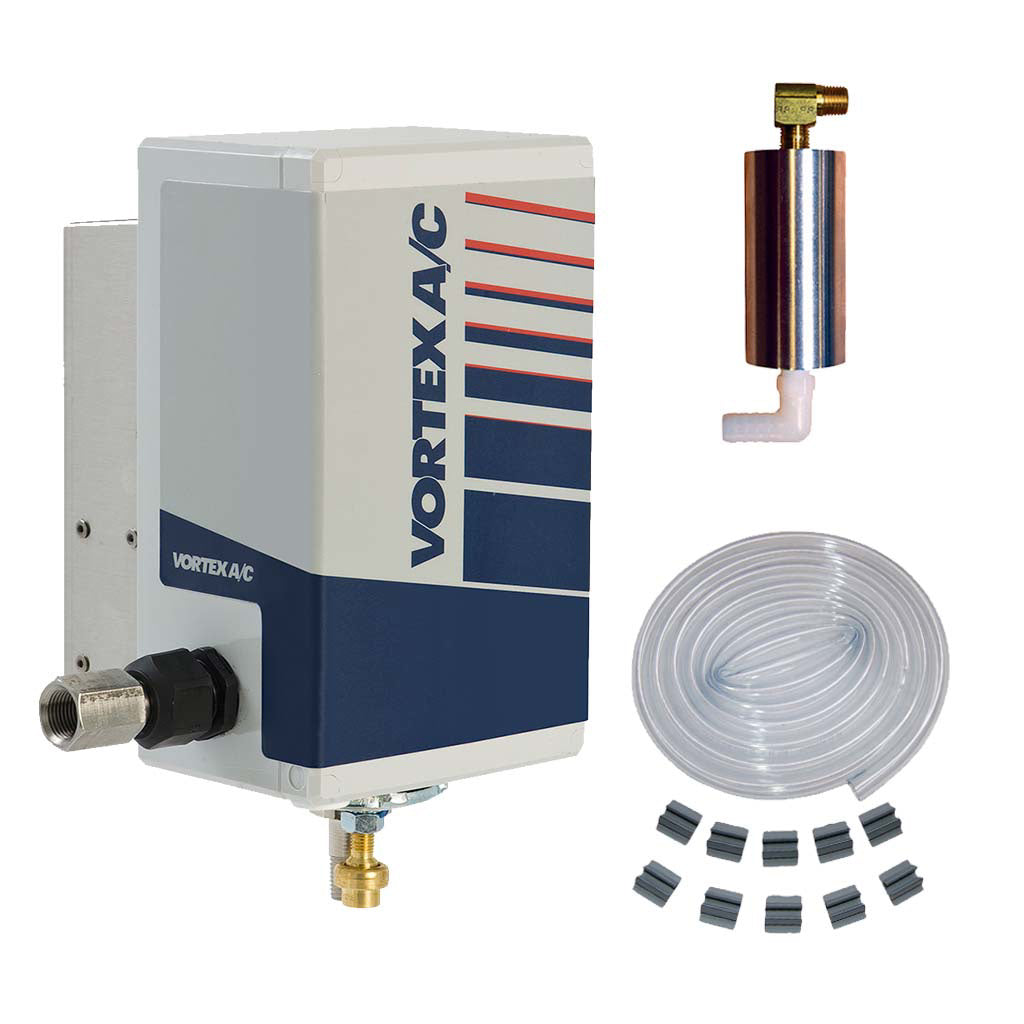 Vortex A/C air conditioning system kit with components on a white background.