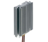 Metallic heat sink with ribbed design on a white background