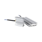 Metallic heat sink with wires on a white background
