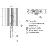Technical diagram of a component with labeled parts and dimensions