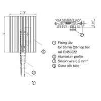 Technical diagram of a component with labeled parts and dimensions