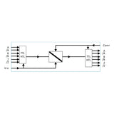 Block diagram of electronic components with labels on a white background