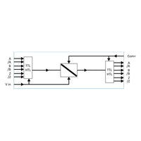Block diagram of electronic components with labels on a white background