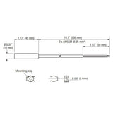 Black on white technical drawing of a cylindrical component with dimensions and specifications.