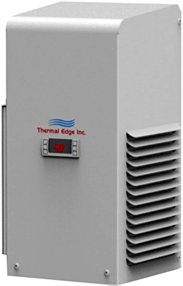 Gray electrical enclosure with 'Thermal Edge Inc' logo on a white background
