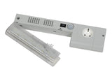 White LED light fixture with motion sensor on a white background