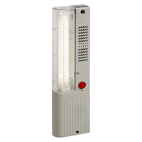 LED enclosure light with red on/off button on a white background.
