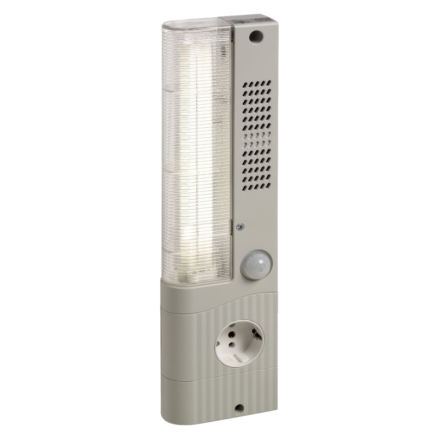 LED enclosure light with motion sensor and German/Russian receptacle on a white background.