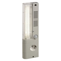 LED enclosure light with motion sensor and German/Russian receptacle on a white background.