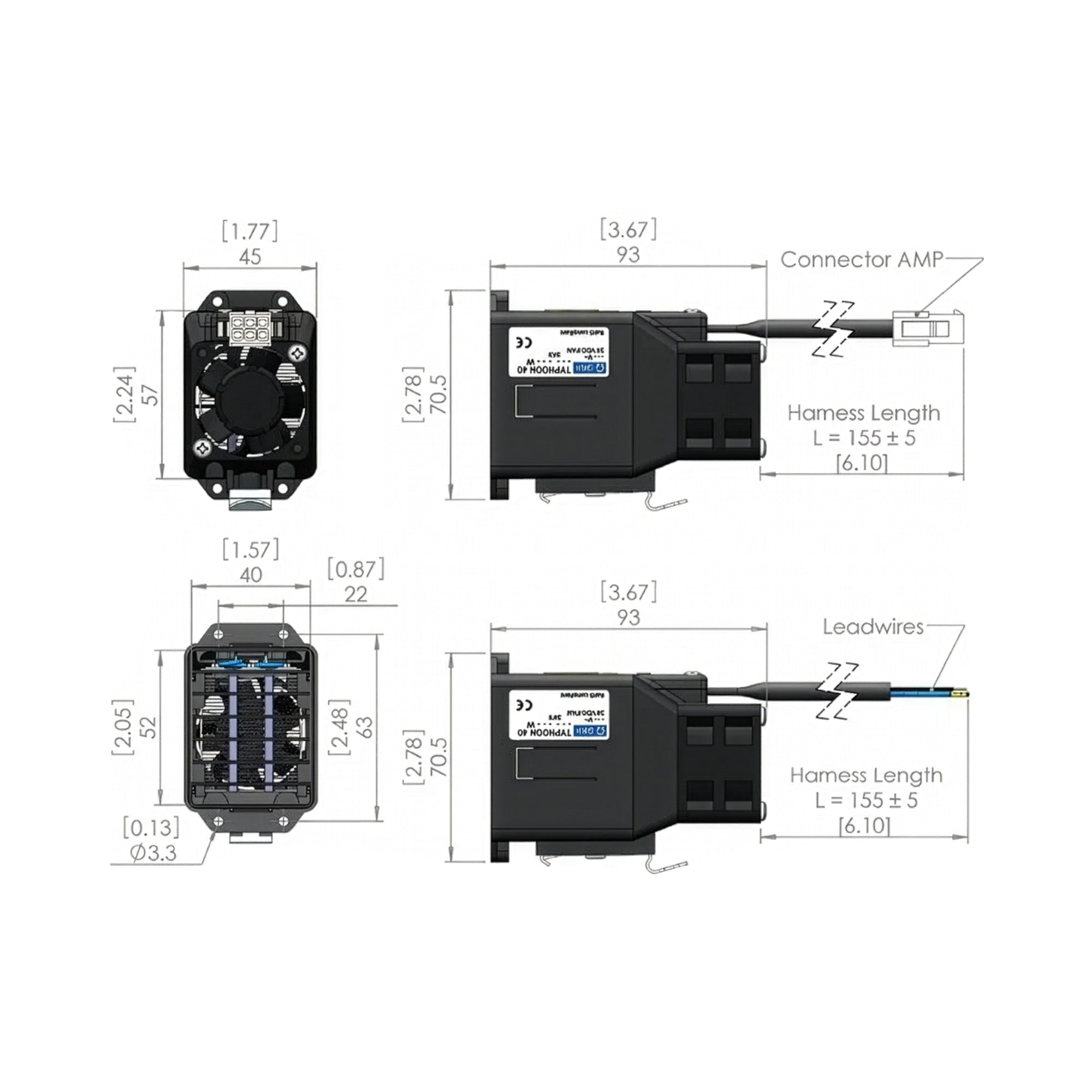 Color technical diagram of a mechanical component with dimensions and specifications.