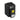 Black electronic device with warning label on a white background